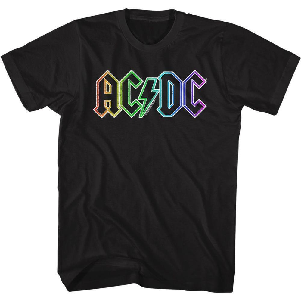 Acdc Rainbow Logo Black Adult T Shirt